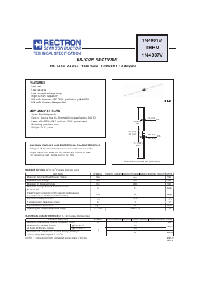 1N4007V Datasheet PDF Rectron Semiconductor