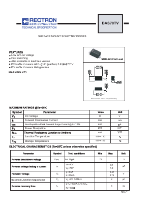 BAS70TV Datasheet PDF Rectron Semiconductor