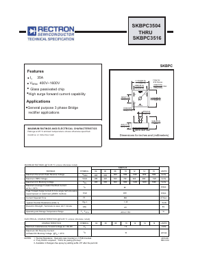 SKBPC3508 Datasheet PDF Rectron Semiconductor