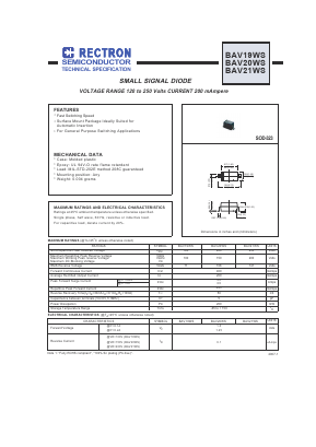 BAV19WS Datasheet PDF Rectron Semiconductor