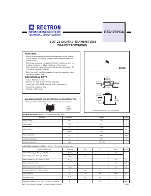 DTA123YCA Datasheet PDF Rectron Semiconductor