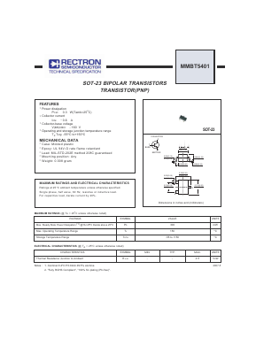 MMBT5401 Datasheet PDF Rectron Semiconductor