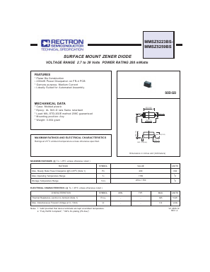 MMSZ5223BS Datasheet PDF Rectron Semiconductor