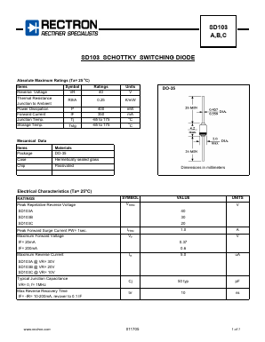 SD103A Datasheet PDF Rectron Semiconductor