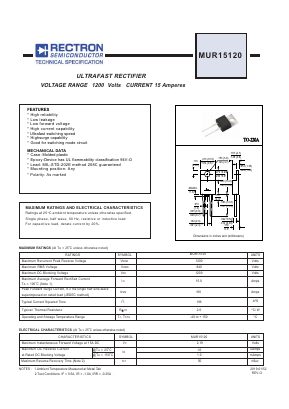 MUR15120 Datasheet PDF Rectron Semiconductor