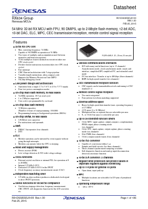 RX634 Datasheet PDF Renesas Electronics