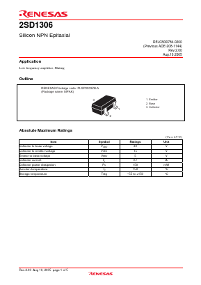 2SD1306NETL-E Datasheet PDF Renesas Electronics