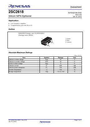 2SC2618RCTL-H Datasheet PDF Renesas Electronics
