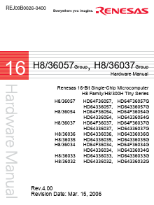 H8/36036 Datasheet PDF Renesas Electronics