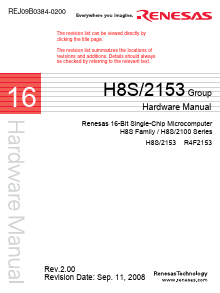 H8S2153 Datasheet PDF Renesas Electronics