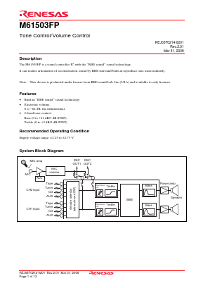 M61503FP Datasheet PDF Renesas Electronics