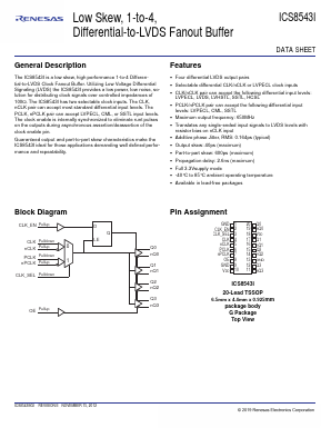 8543BGILFT Datasheet PDF Renesas Electronics