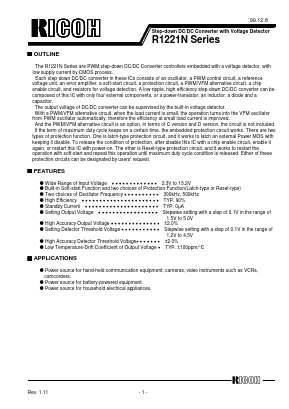 R1221N39XD-TR Datasheet PDF RICOH Co.,Ltd.