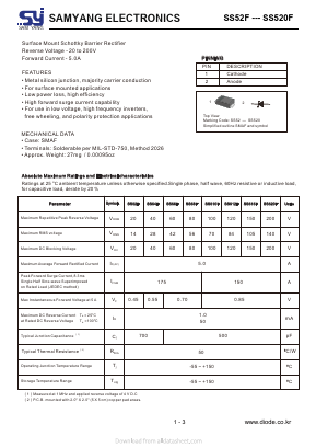 SS520F Datasheet PDF SAMYANG ELECTRONICS CO.,LTD.