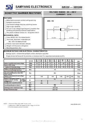 SB350 Datasheet PDF SAMYANG ELECTRONICS CO.,LTD.