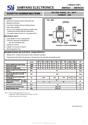 MBR830 Datasheet PDF SAMYANG ELECTRONICS CO.,LTD.