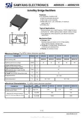 ABSB22S Datasheet PDF SAMYANG ELECTRONICS CO.,LTD.