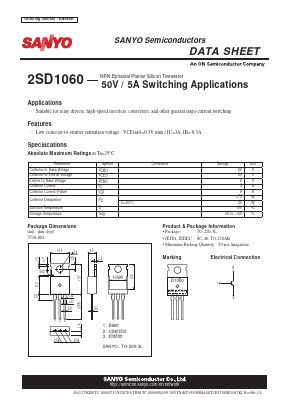 2SD1060 Datasheet PDF SANYO -> Panasonic