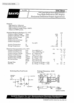 2SC5042 Datasheet PDF SANYO -> Panasonic