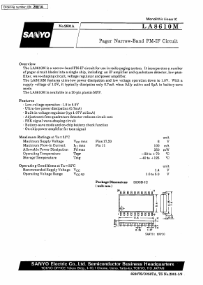 LA8610 Datasheet PDF SANYO -> Panasonic