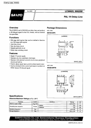 LC89925 Datasheet PDF SANYO -> Panasonic