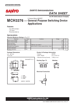 MCH3376 Datasheet PDF SANYO -> Panasonic