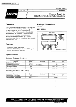 LA7640N Datasheet PDF SANYO -> Panasonic