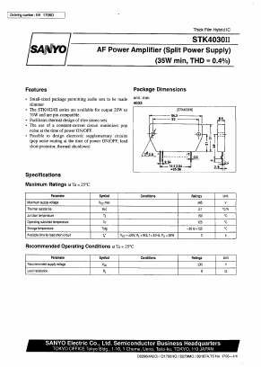 STK4030II Datasheet PDF SANYO -> Panasonic