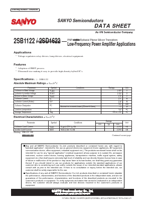 2SB1122 Datasheet PDF SANYO -> Panasonic