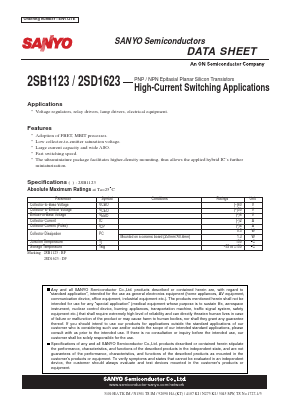 2SB1123 Datasheet PDF SANYO -> Panasonic