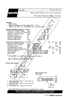 2SC2840 Datasheet PDF SANYO -> Panasonic