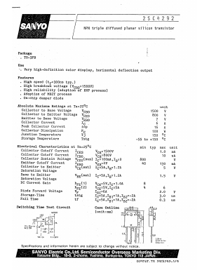 2SC4292 Datasheet PDF SANYO -> Panasonic