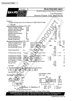 2SA1783 Datasheet PDF SANYO -> Panasonic