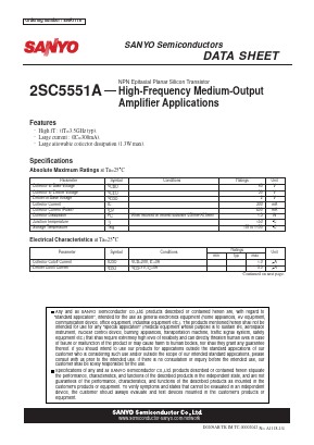 2SC5551A Datasheet PDF SANYO -> Panasonic
