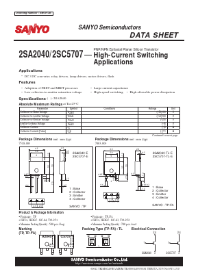 2SC5707 Datasheet PDF SANYO -> Panasonic