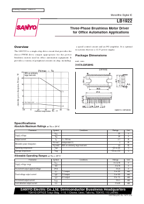 LB1922 Datasheet PDF SANYO -> Panasonic