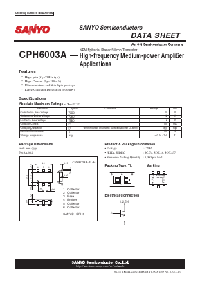 CPH6003A-TL-E Datasheet PDF SANYO -> Panasonic