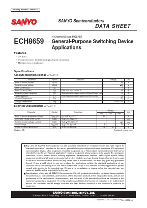 ECH8659 Datasheet PDF SANYO -> Panasonic