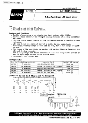 LB1413N Datasheet PDF SANYO -> Panasonic