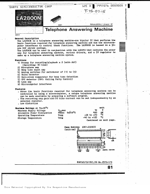 LA2800N Datasheet PDF SANYO -> Panasonic