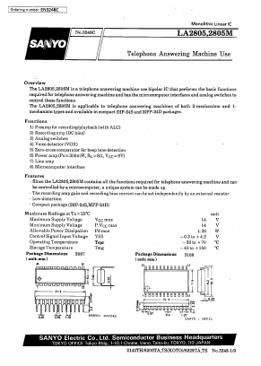 LA2805 Datasheet PDF SANYO -> Panasonic