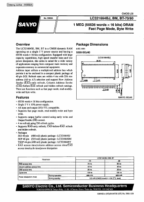 LC321664BT-80 Datasheet PDF SANYO -> Panasonic