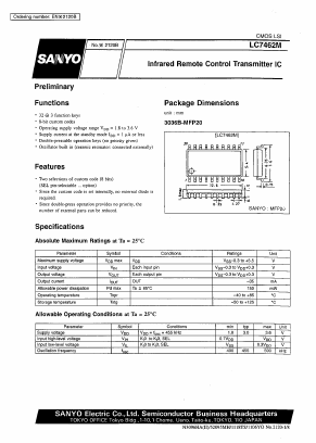 LC7462 Datasheet PDF SANYO -> Panasonic
