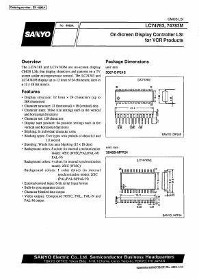 LC74783 Datasheet PDF SANYO -> Panasonic