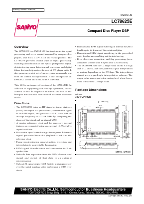 LC78625 Datasheet PDF SANYO -> Panasonic