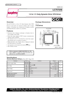 LC75725E Datasheet PDF SANYO -> Panasonic