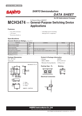 MCH3474-TL-H Datasheet PDF SANYO -> Panasonic