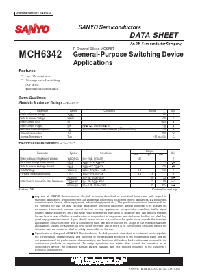 MCH6342 Datasheet PDF SANYO -> Panasonic