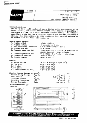 DM1613 Datasheet PDF SANYO -> Panasonic