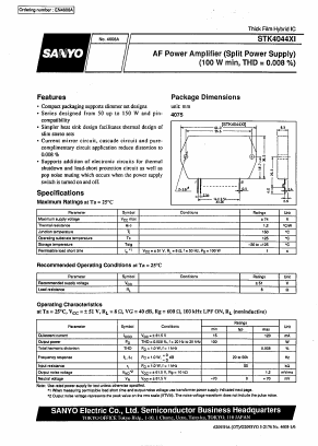 STK4044XI Datasheet PDF SANYO -> Panasonic